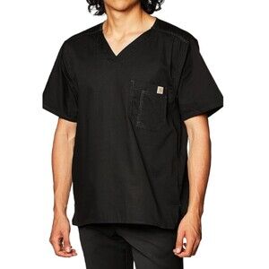 Carhartt Men's Ripstop Utility Scrub Top V-Neck Short Sleeve Size L Black